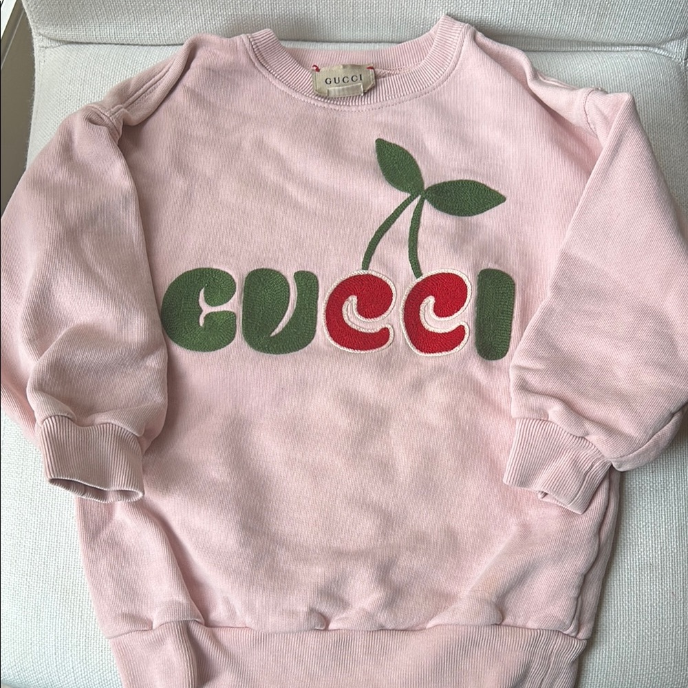 Gucci Pink and Green Cherry Graphic Sweater